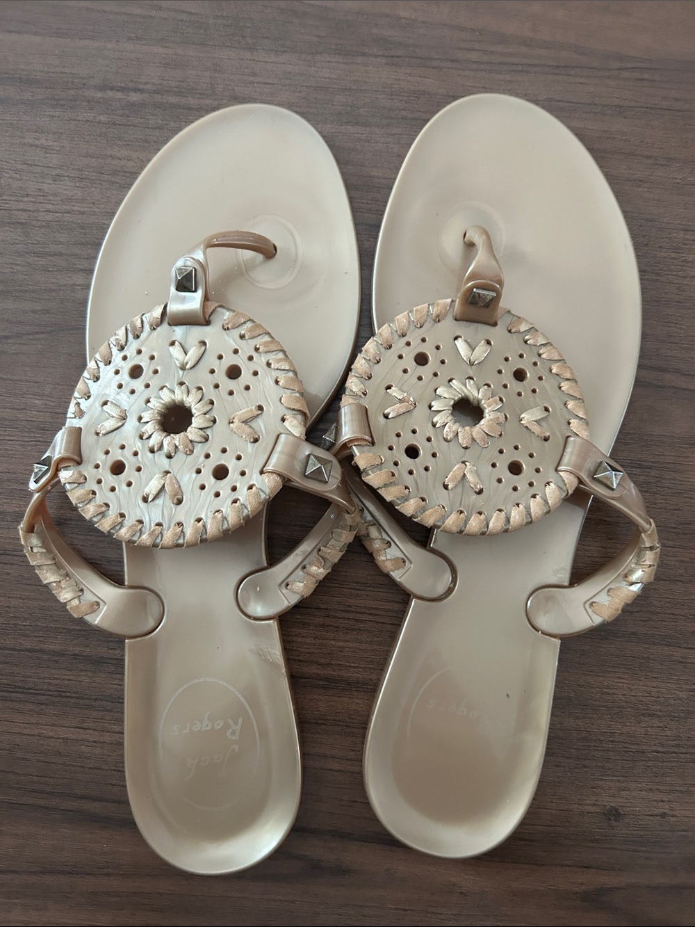 Jack Rogers Gold Jelly Sandals 8